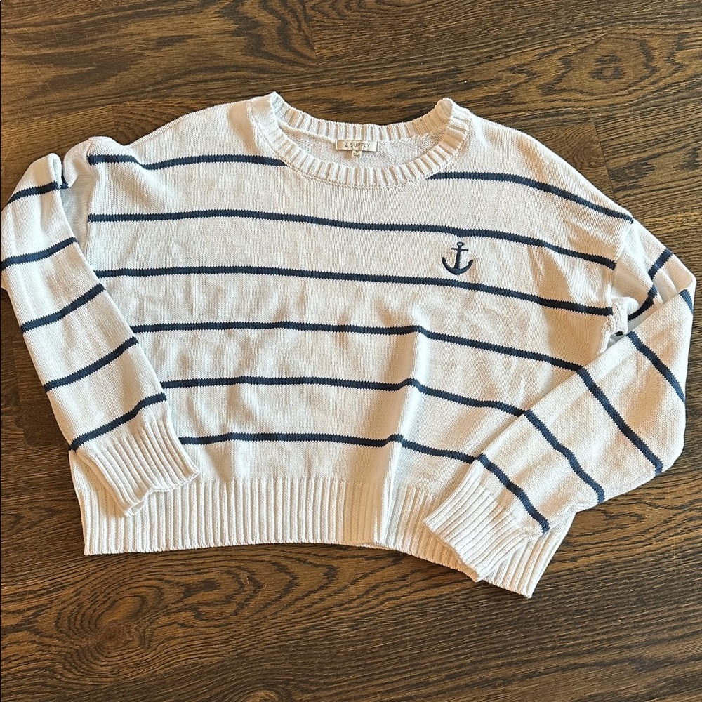 Nautical Striped Sweater in Cream and Navy